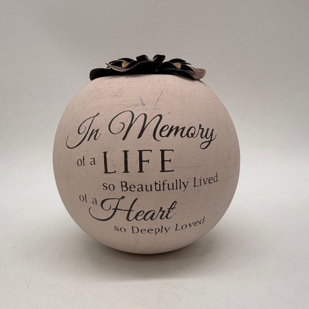 Pavilion Gift Company Memorial Tea Light Holder Pink Sphere Metal Flower Flawed